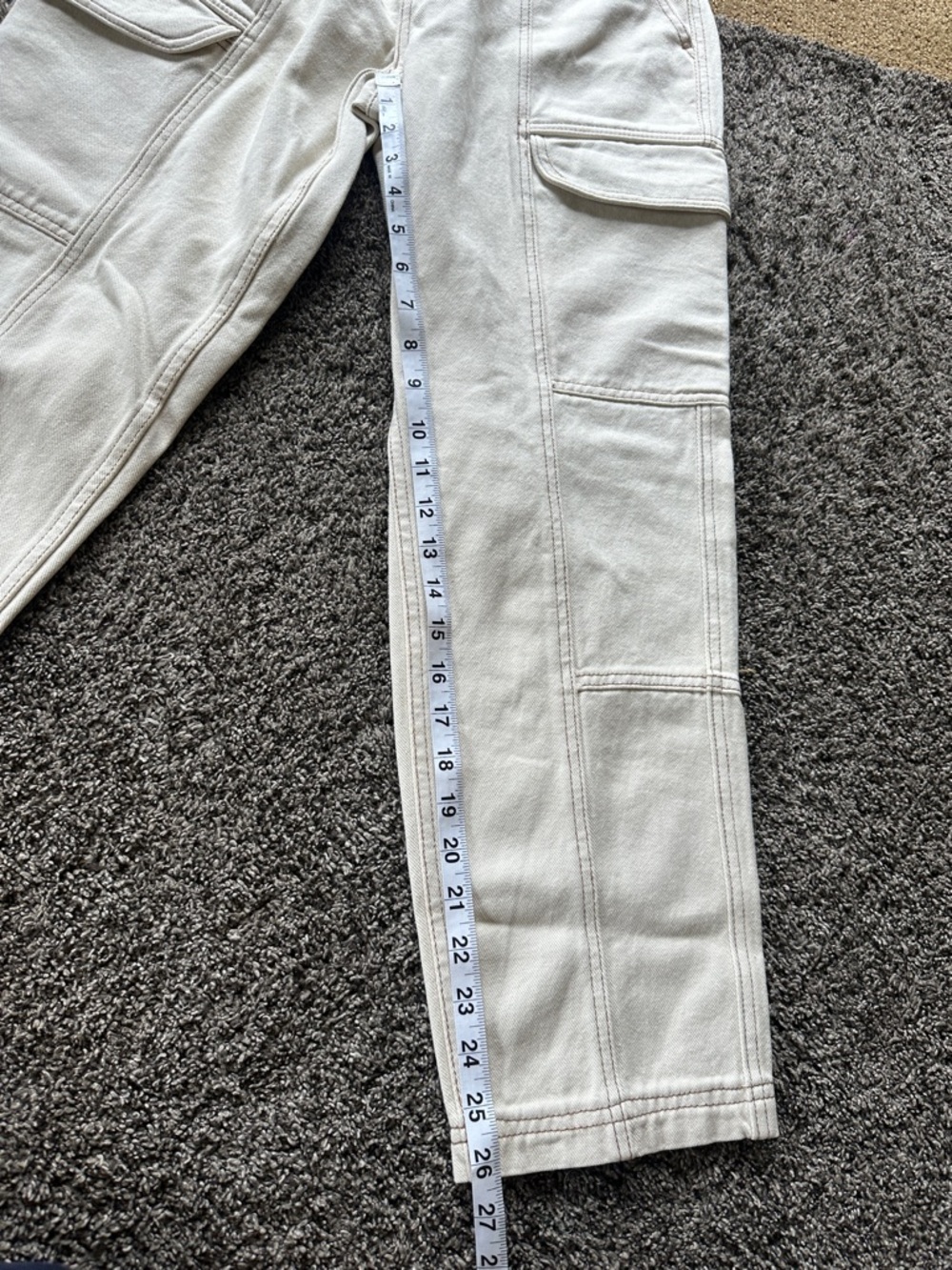 PacSun Women's Straight Leg Cargo Pants in Off-White Light Tan Size Small - Picture 11 of 11